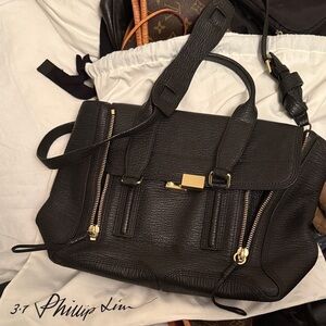 3.1 Phillip Lim Black Satchel with Gold Accents